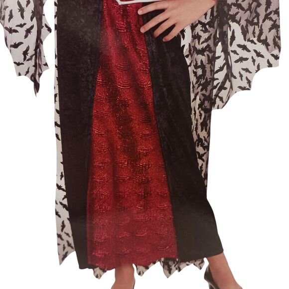 Vampire Wicked Queen Costume Child XL 14-16 BAT WING Sleeves Velvet Halloween - Picture 12 of 16